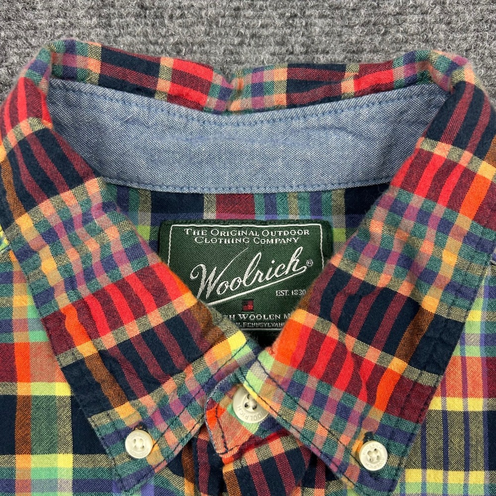 Lot 2 Woolrich Plaid Shirt Men Medium Multi-Color Plaid Short Sleeve Button Down - Picture 3 of 11